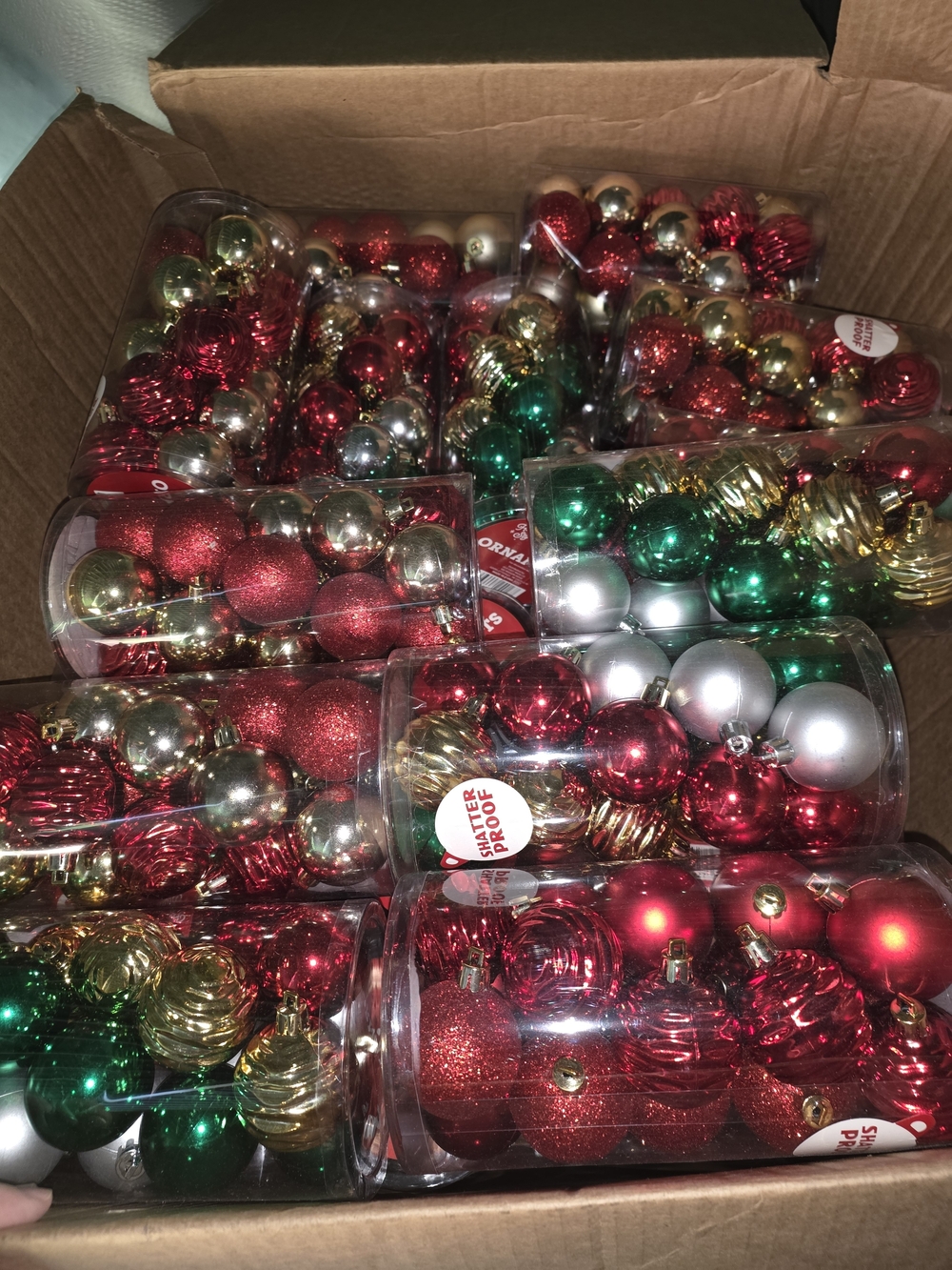Christmas ornaments! NEW!! Never opened. Multi-colored. Shatter proof!